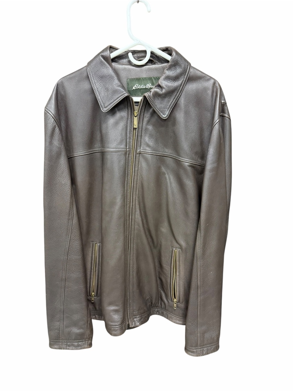 Eddie Bauer Men's Dark Brown Leather Bomber Jacket